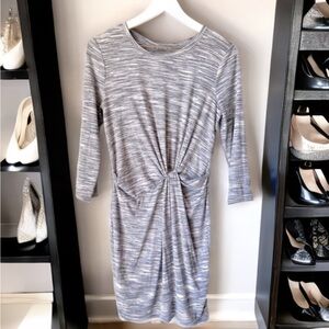 Lush Twist Front Dress Gray White